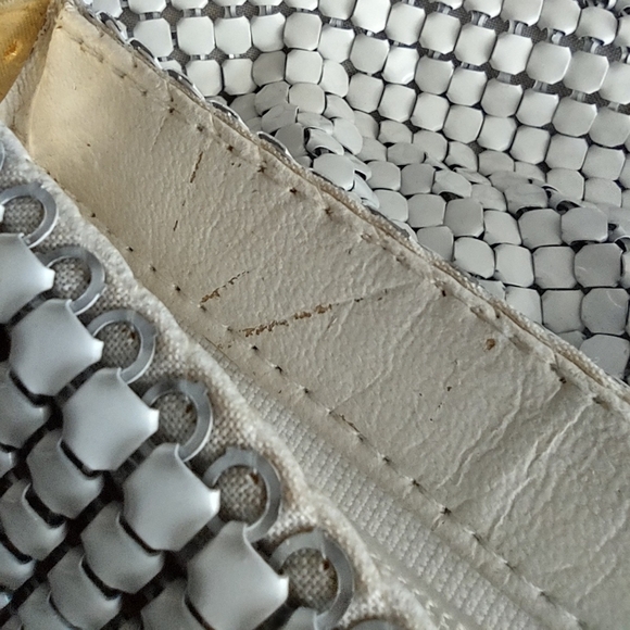 Vintage 80's White Metal Scaly Mesh Evening Clutch Handbag 12" x 7" - Picture 6 of 12